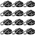 E BAVITE Carabiner Magnetic Hooks, 110LBS Strong Black Magnetic Hooks Heavy Duty with Swivel Carabiner Hook, Great for Hanging for Cruise, Garage, Kitchen, Refrigerator, Locker (12-Pack)