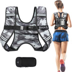 BAGAIL Weighted Vest, 5lb/8lb/10lb/12lb/15lb/20lb/25lb/30lb Weight Vest for Walking & Weight Loss, Reflective Rucking Vest with Phone Pouch for Women & Men, Home Gym & Outdoor Training