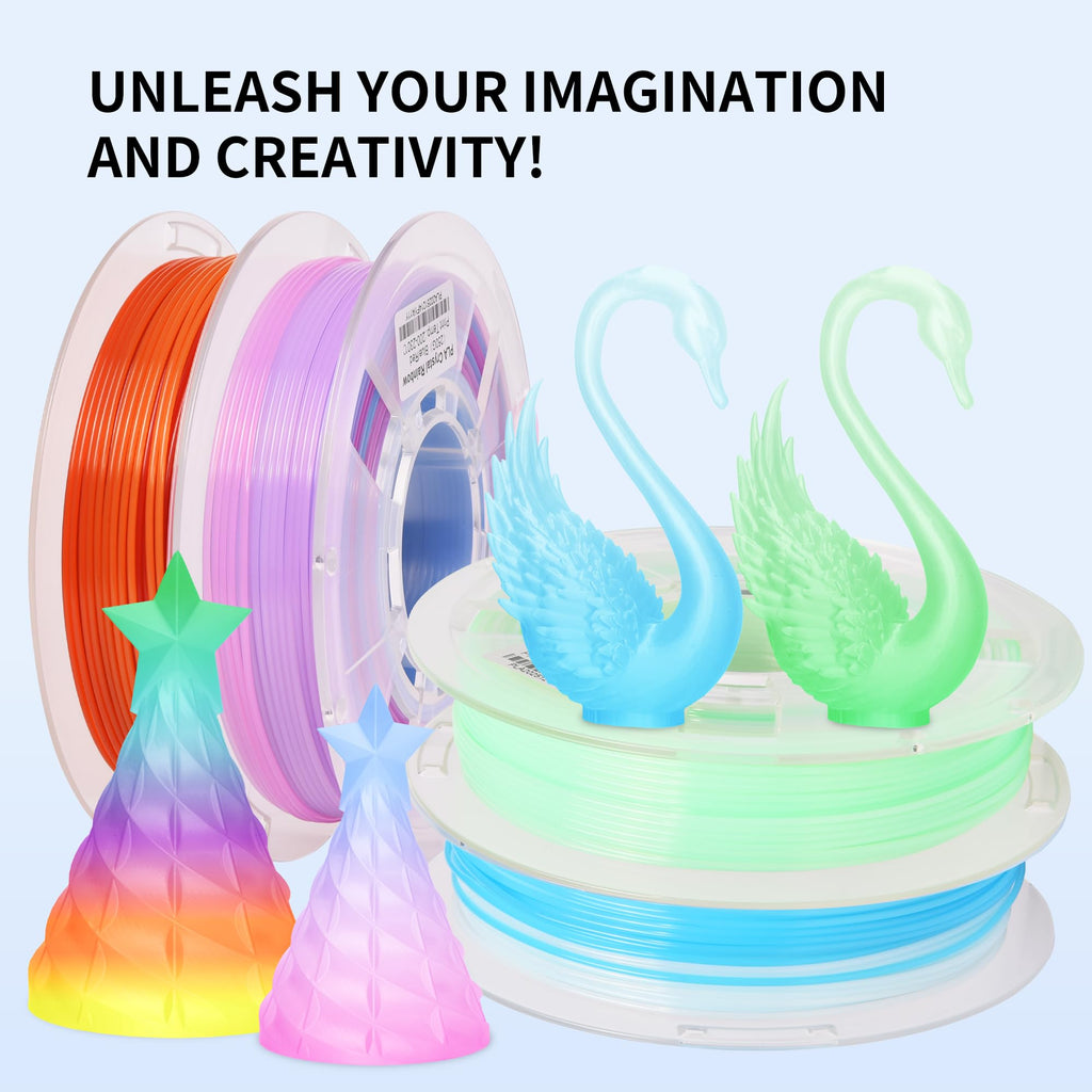 RAMBERY Clear Rainbow PLA Filament Bundle 1.75mm, Crystal Transparent PLA 3D Printer Filament, Dimensional Accuracy +/- 0.02 mm, 250X4 Spools