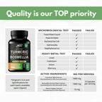 Turmeric Boswellia Extract Supplement 2000 mg – Extra Strength Boswellia Serrata with Turmeric Curcumin - 95% Curcuminoids with Boswellia Extract Capsules - Standardized High Potency - Made in USA