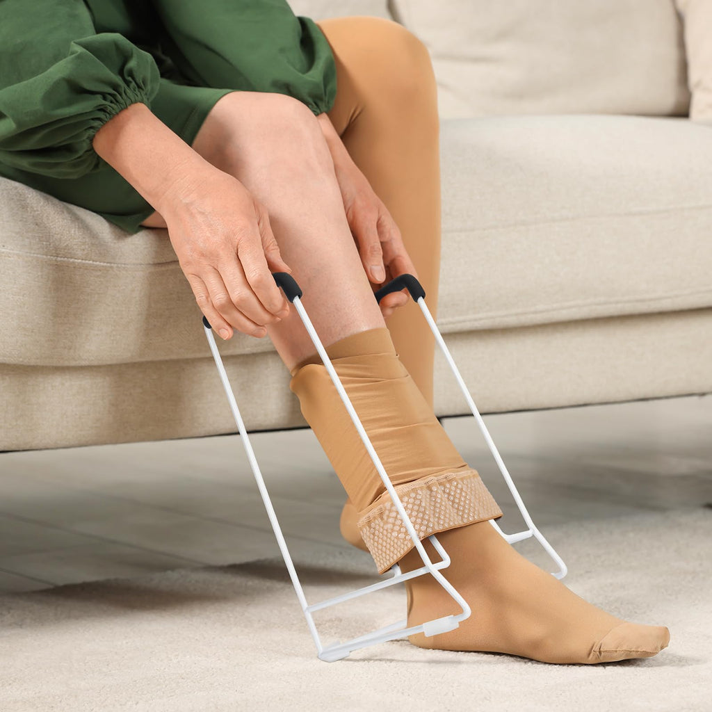 Stocking Donner – Compression Sock Aid for Seniors, Adaptive Dressing Helper for Putting on Socks, Medium Calf Tool (<18") Fits JOBST, SB SOX, CHARMKING