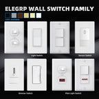 ELEGRP Matte White Single Pole Decorator Light Switch, 15Amp, 120-277V, Decorative Paddle Rocker Switch Replacement, On/Off Wall Switch, Self-Grounding, Residential/Commercial Grade, UL/CUL (10 Pack)