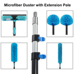 Hicavar 25 Foot High Ceiling Fan Duster with 6-18ft Extension Pole, Extendable Reusable Cobweb, Feather, Window Cleaning Squeegee Kit