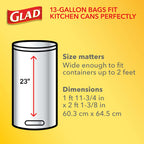 Glad Tall Kitchen Trash Bags 13 Gallon, Unscented Garbage Bags, Quick-Tie, 68 Count