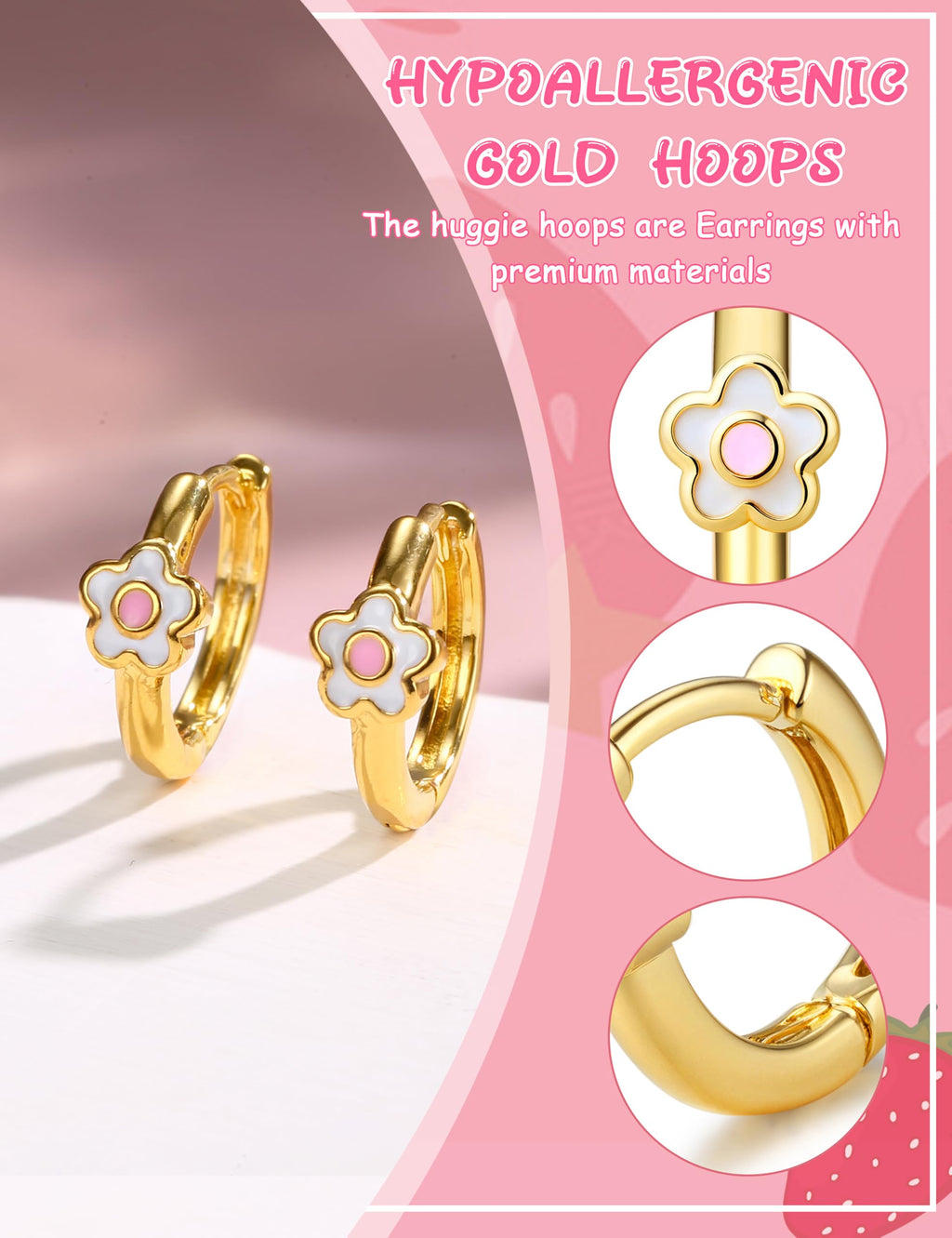 18K Gold Plated Hypoallergenic Earrings for Women 316 Surgical Steel