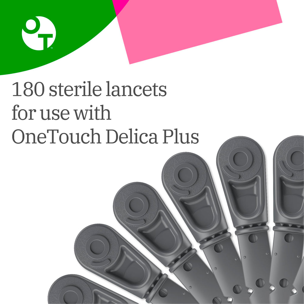 OneTouch Delica Plus Lancets - 180 Count - 30-Gauge Lancets for Blood Sugar Testing - Virtually Pain-Free - Single-Use for Glucose Monitoring & Diabetes Supplies - 30 Count/Pack (6 Pack)