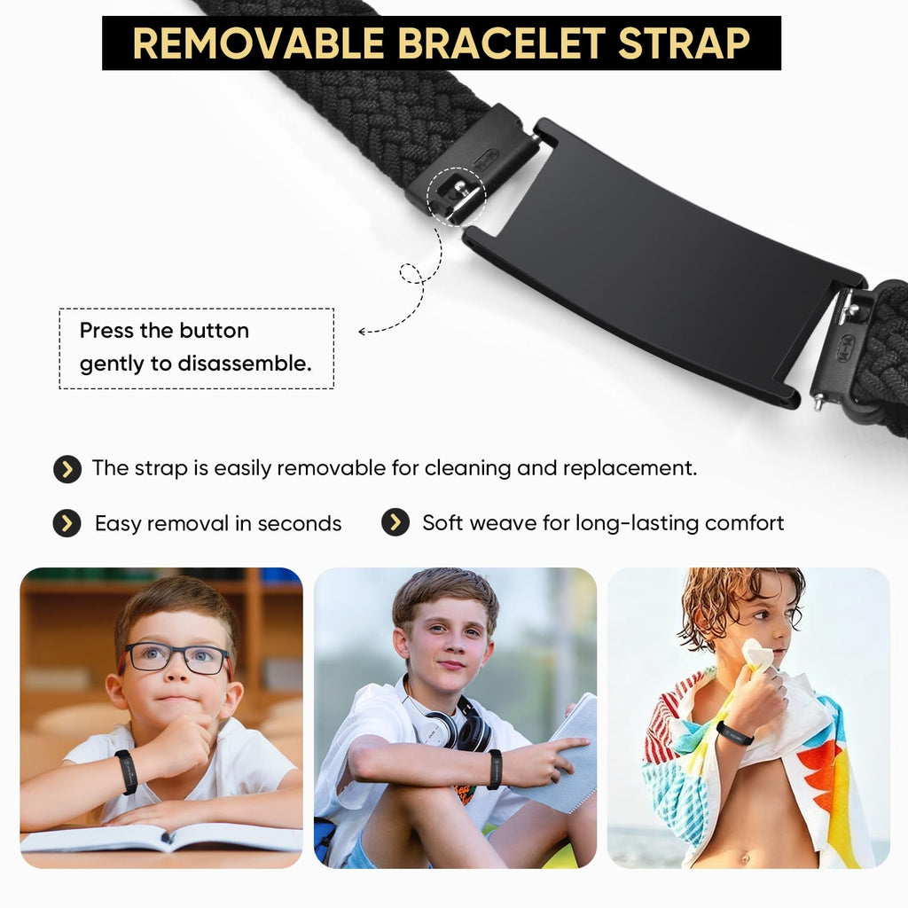 VNOX Medical Alert Id Bracelet for Men Women, Adjustable Customizable Stretchy Rope Emergency Survival Medic Bracelets Wristband Loop Band with Removeable Tag,Black