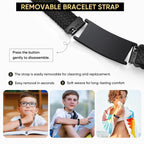 VNOX Medical Alert Id Bracelet for Men Women, Adjustable Customizable Stretchy Rope Emergency Survival Medic Bracelets Wristband Loop Band with Removeable Tag,Black