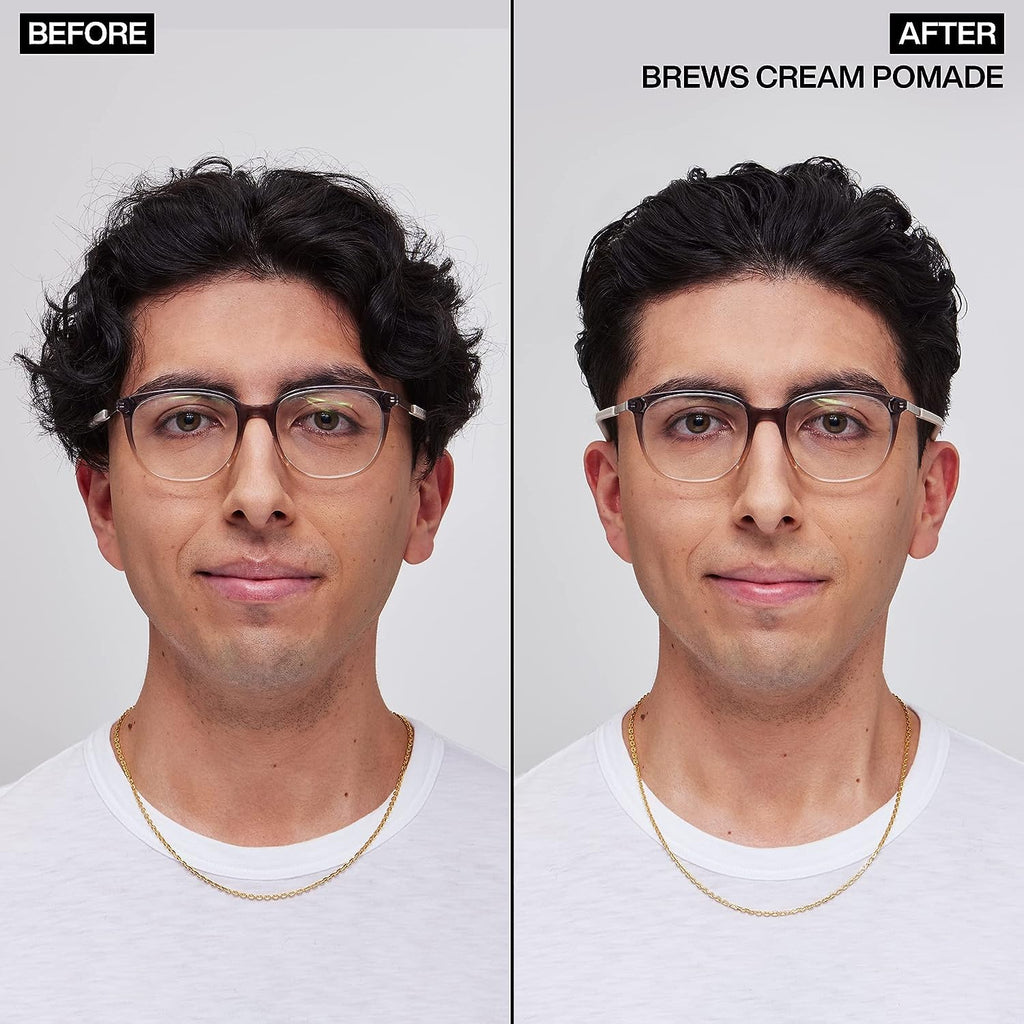 Redken Brews Cream Pomade For Men - Styling Cream with Medium Hold, Natural & Smooth Finish With Low Shine, For All Hair Types