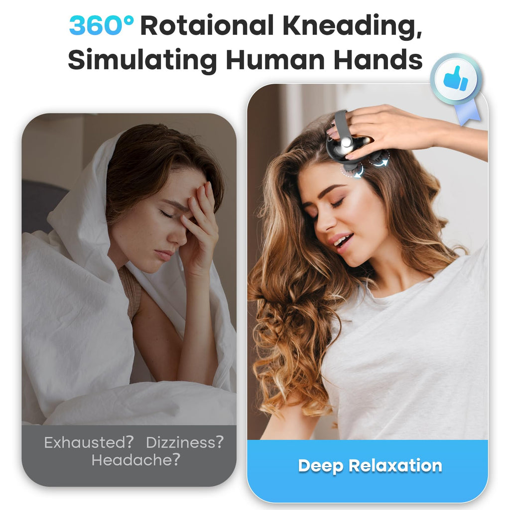 arboleaf Scalp Massager Rechargeable Head Massager Scalp Stress Relax, Waterproof Handheld Hair Scratcher with 8 Removable Massage Claws, Gift for Dad Mom