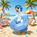 Hawaiian Porch Goose Outfits with Hat Sunglasses & Swim Ring, Summer Bikini Goose Swimsuit Clothes Costume Fits 23" Cement Geese Statue, Summer Garden Lawn Patio Yard Outdoor Decor (Summer style-Blue)