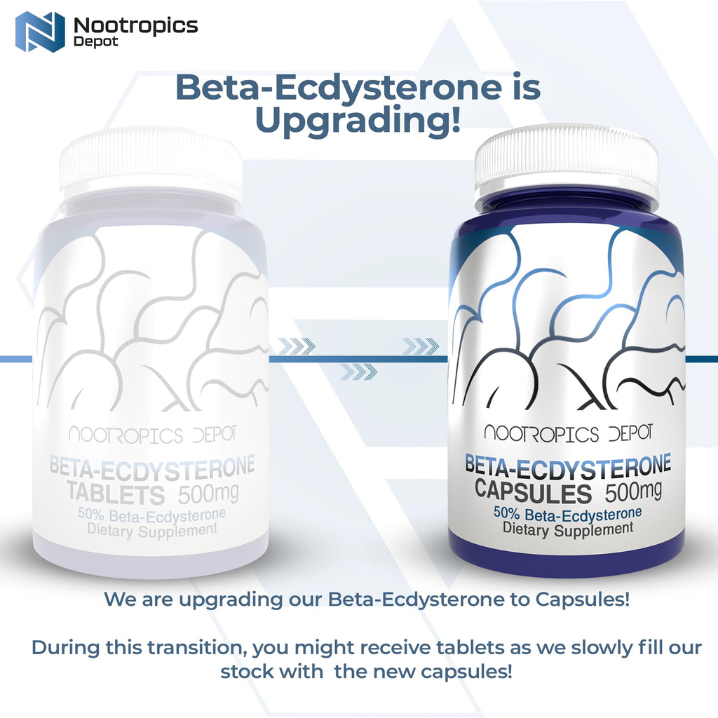 Nootropics Depot Beta Ecdysterone/20-Hydroxyecdysone 50% Capsules | 500mg | Cyanotis Arachnoidea Extract | Phytoecdysteroid | 30 Count