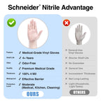 Schneider Clear Vinyl Exam Gloves, 4-mil, Large 1000-ct Case, Latex-Free, Disposable Gloves, Medical Gloves, Cleaning Gloves, Food Prep Gloves, Food Safe Rubber Gloves, Powder-Free, Non-Sterile