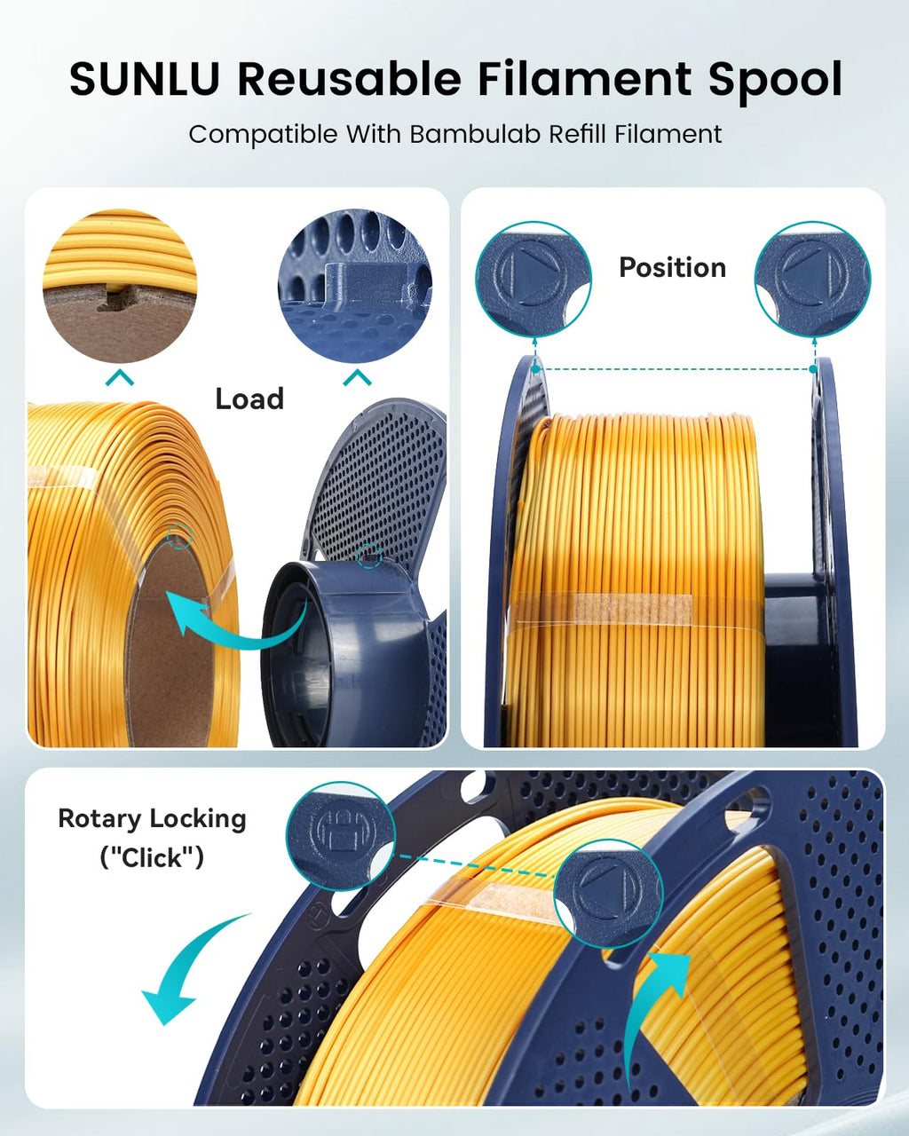 SUNLU Silk PLA+ Filament 1.75mm Multicolor 250gx4, Silky Glossy PLA Plus 3D Printer Filament Bundle for Bambu Lab 3D Printers, Red Gold+Blue Green+Red Blue+Green Purple