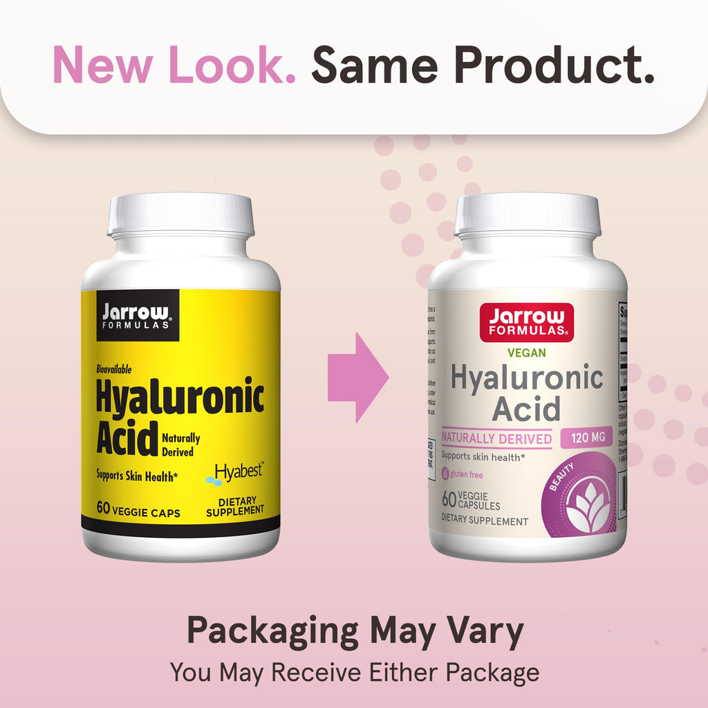Jarrow Formulas Hyaluronic Acid 120 mg, Dietary Supplement, Skin Health Support, 60 Veggie Capsules, Up to 30 Day Supply