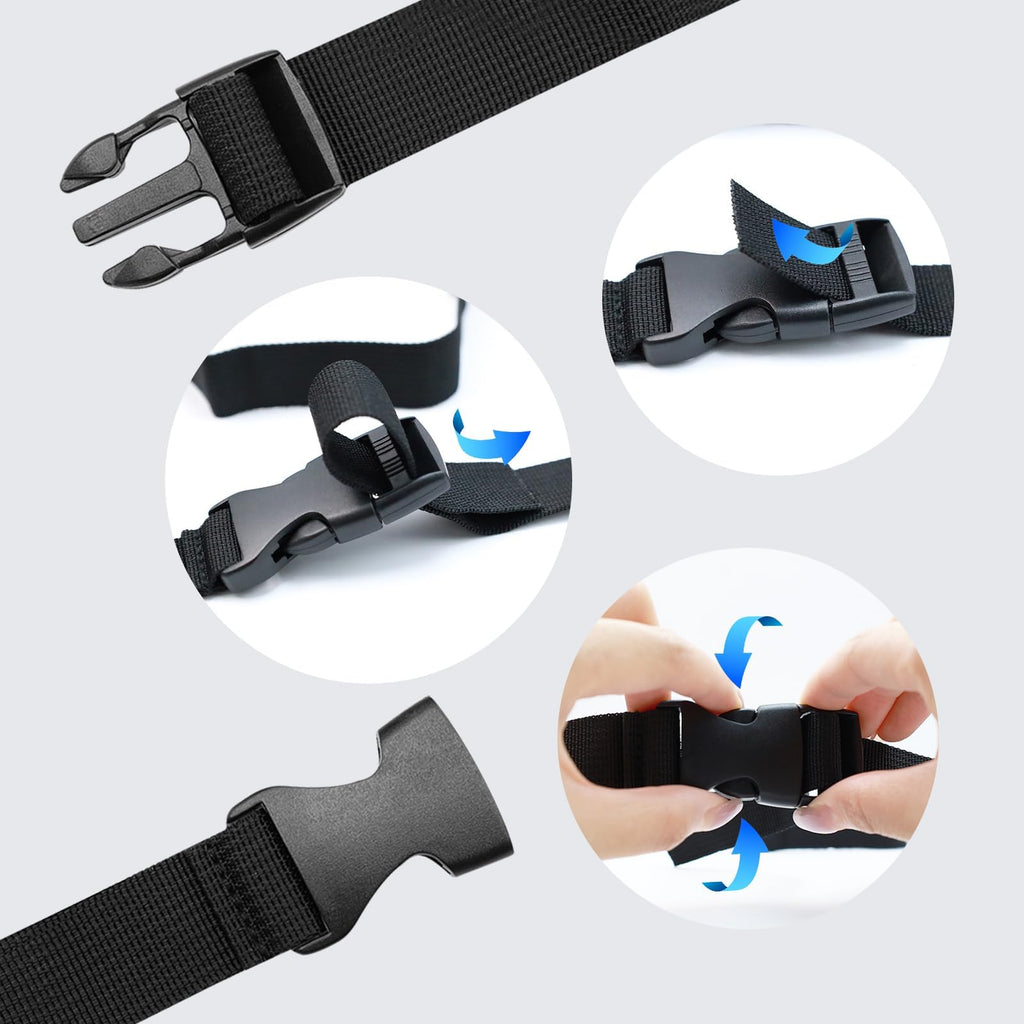 S SYDIEN 10Pcs Tie Down Straps Black Adjustable Nylon Strap with Buckles 1" x 47" (3.9ft) Straps with Quick Release, Lashing Strap for Backpacking, Outdoor Activities