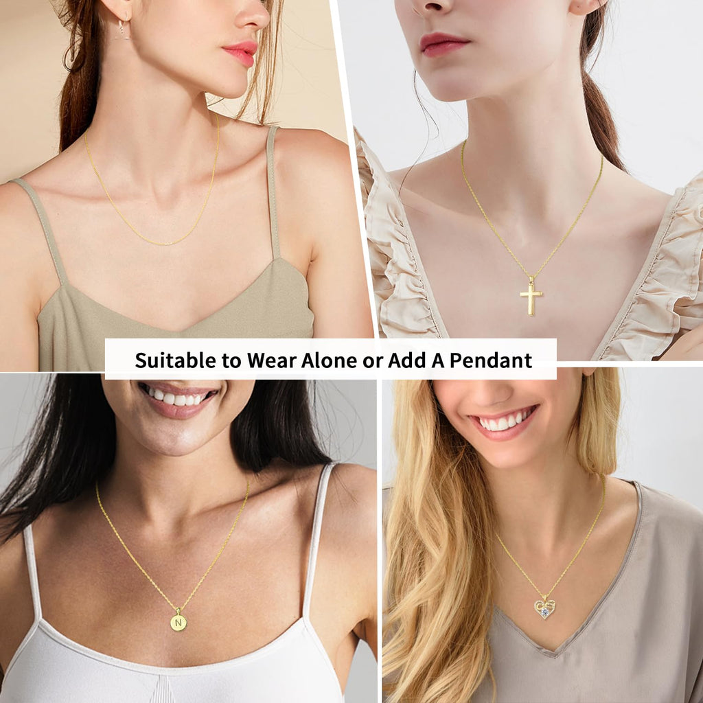 Jewlpire 18K Gold Plated Chain Necklace for Women, 1mm Cable Chain 18K Gold Plated Chain for Women Sturdy & Shiny Women's Chains Necklaces, Necklace Chains 16 Inch