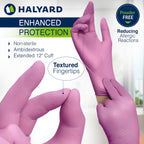 HALYARD PINK UNDERGUARD Nitrile Exam Gloves, Powder-Free, 4.7 mil, Extended 12 Inches Cuff, Pink, X-Small, 47452 (Box of 100)