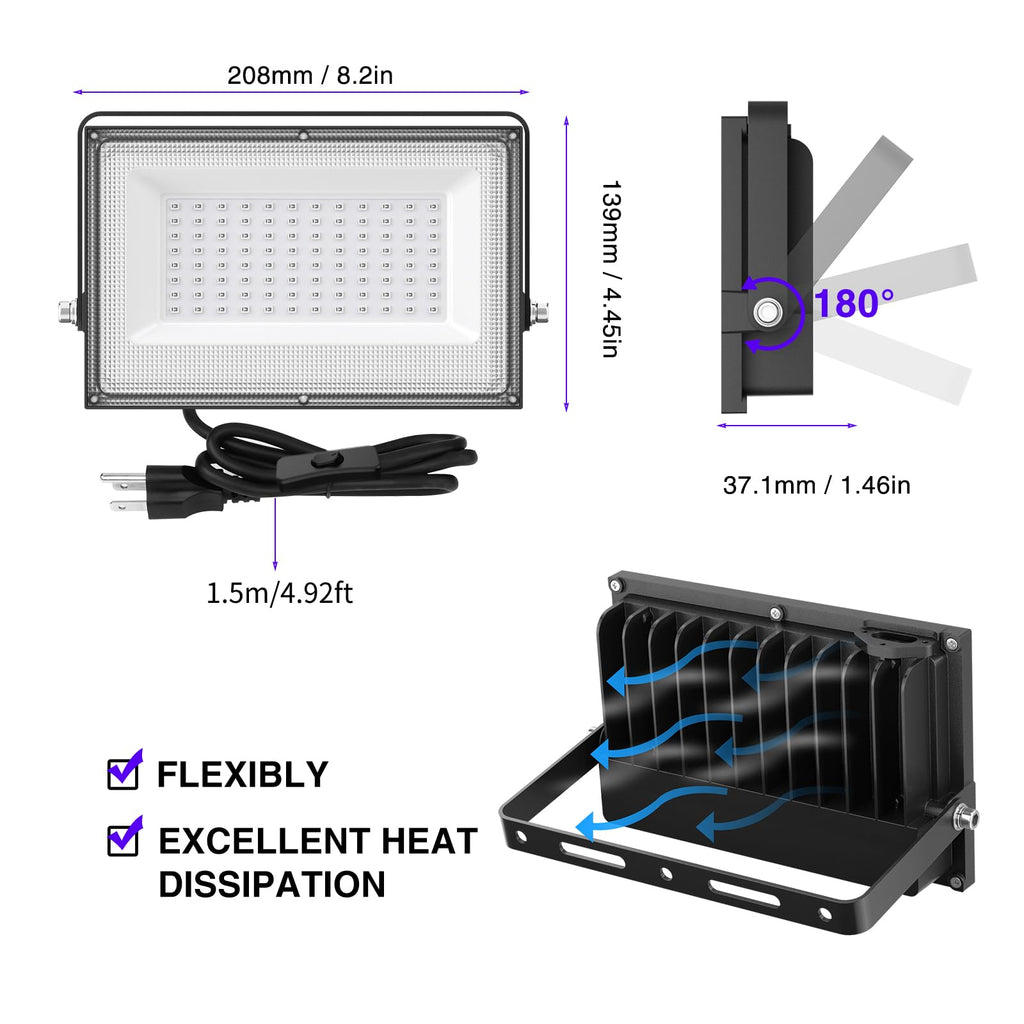 Onforu 60W LED Black Light, Blacklight for Glow Party with Plug, 2 Pack