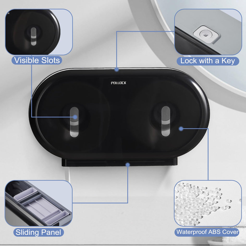 Pollock Commercial Twin Jumbo Toilet Tissue Dispenser,Hold 9” Double Roll