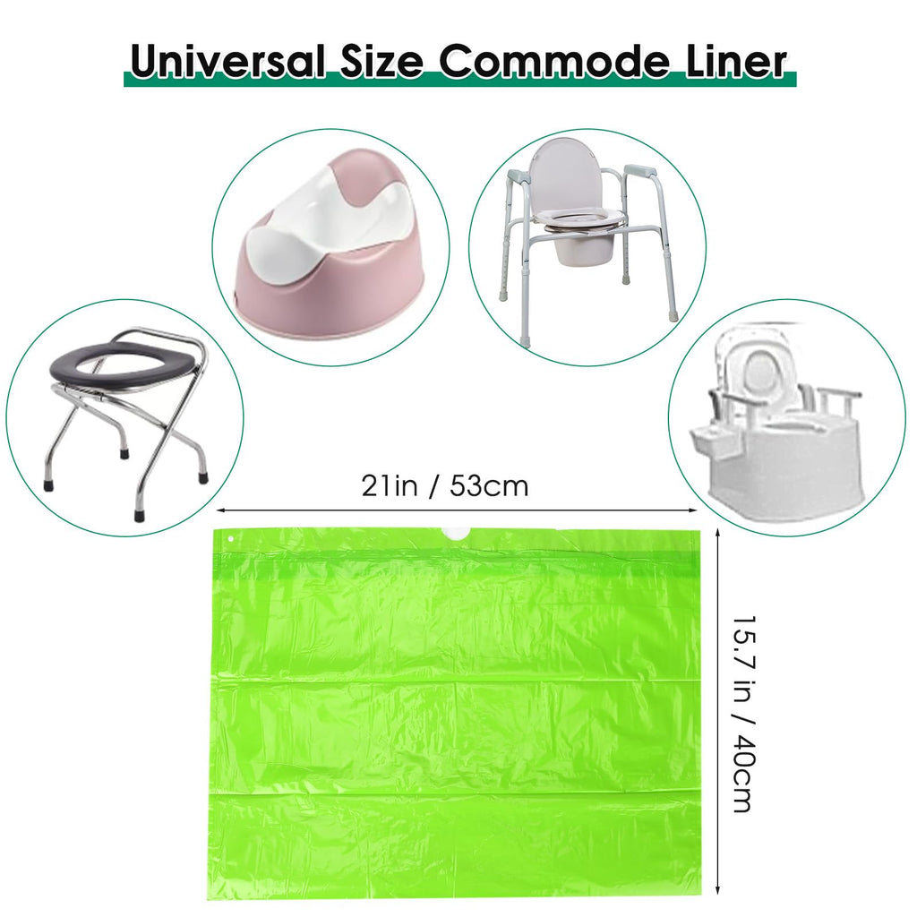 BOOWOO Bedside Commode Liners with Absorbent Pads, Disposable Commode Bags/Pads, Scented Adult Potty Chair Liners, Portable Commode Poop Bag for Commode Chair, Bedpan, Bucket Toilet, 50 Bags+50 Pads