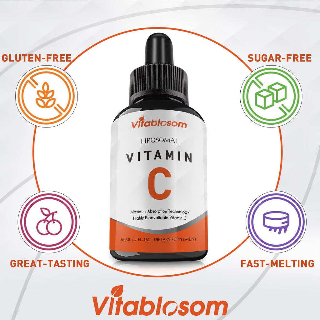 Vitablosom Liposomal Vitamin C 2000mg Liquid for Adults, High Absorption VIT C, Maximize Vitamin C, Immune System & Antioxidant Support, 60ML (4 Bottle)