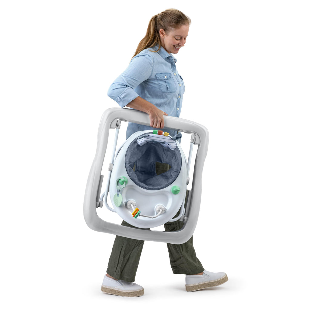 Ingenuity Smooth Strides Activity Baby Walker - Chambray, Developmental Walker, 3 Adjustable Heights, Toys Included, 6M-12M