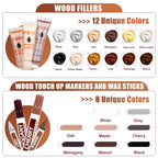 Wood Furniture Repair Kit- Set of 41 Laminate Vinyl Floor Repair Kit Wood Fillers,Floor Scratch Repair, Touch Up Markers, Restore Hardwood Scratches, Cracks, Hole for Floor, Table, Door, Cabinet