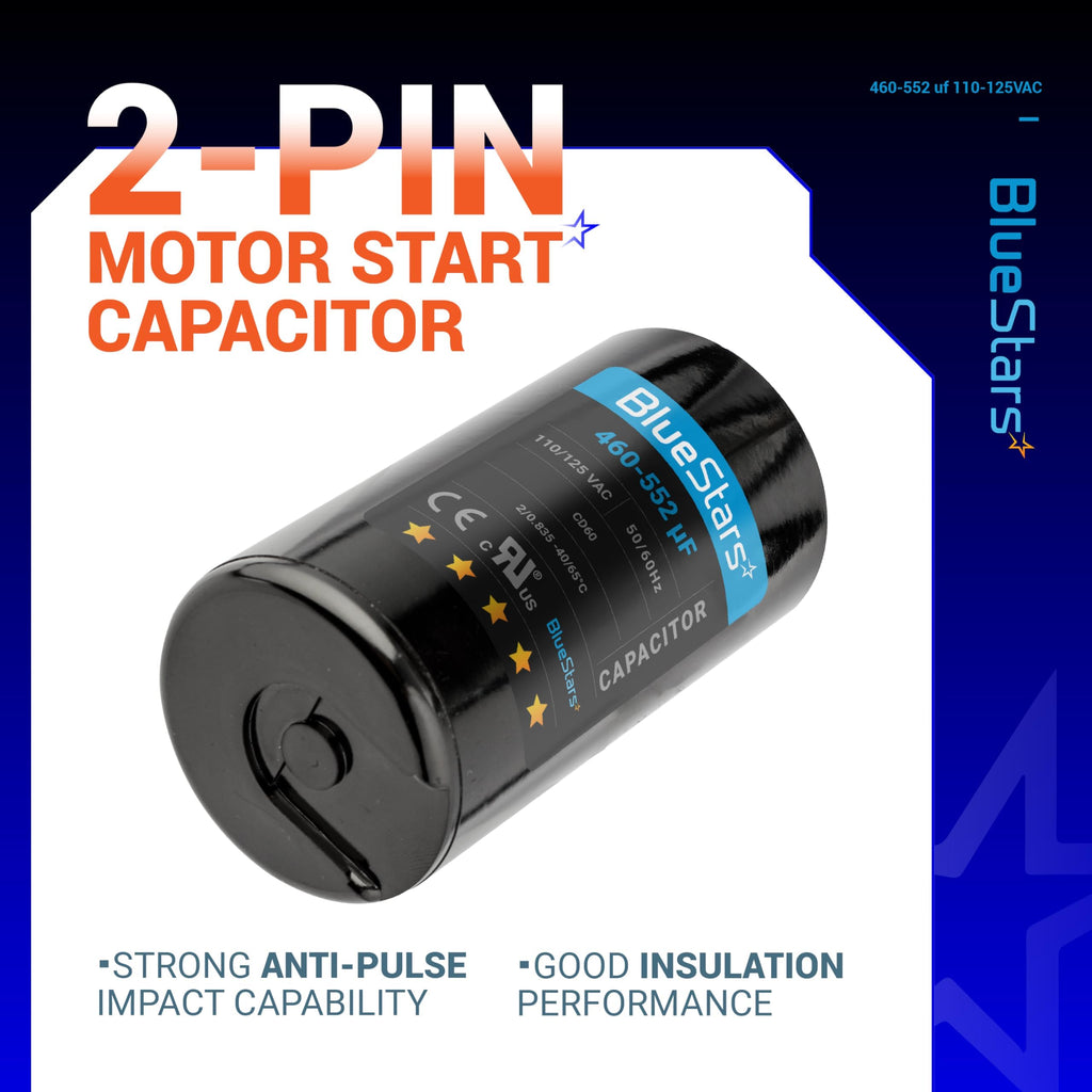 [2025 Upgraded] BlueStars 460-552 uF MFD 110-125 VAC Motor Start Capacitor