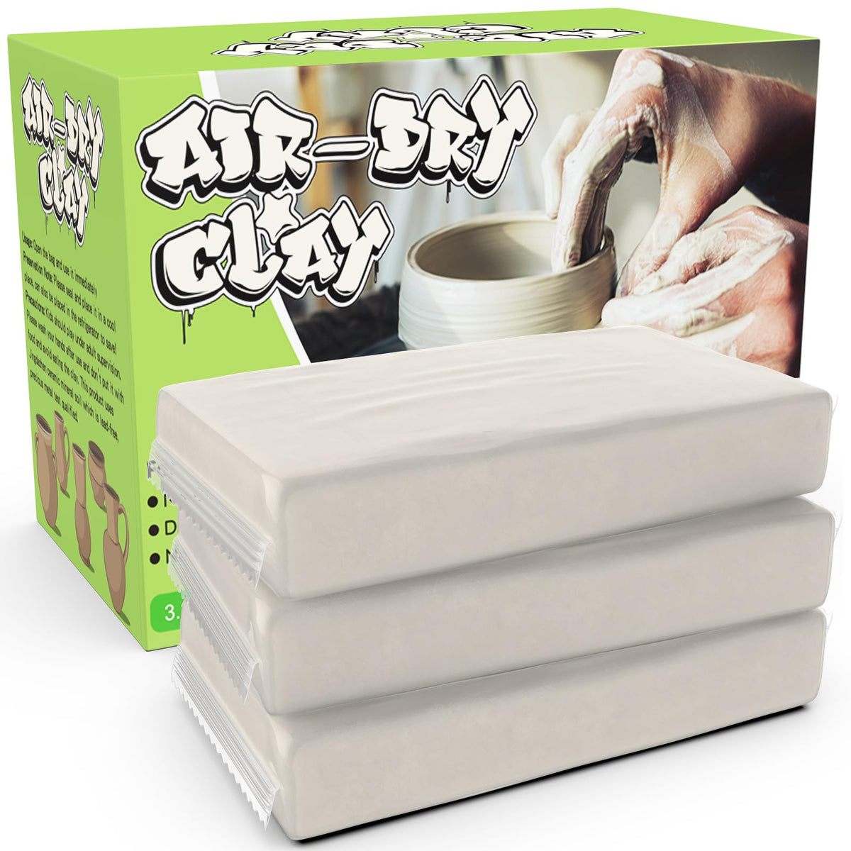 Premium Air Dry Clay for Kids - Natural Pottery Modeling Clay, 3.3lbs Arts & Crafts Supplies for School Classrooms, Kids Toy Gift for Christmas, White