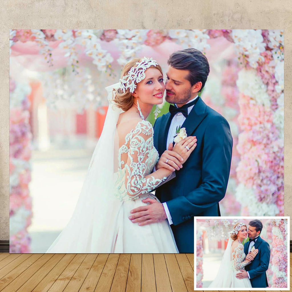 Giohotival 8x8ft Custom Backdrop Personalized Photo Backdrop with Picture Backdrop for Photography, Gift for Christmas, Birthday, Wedding, Graduation, Valentine's Day (96x96in)