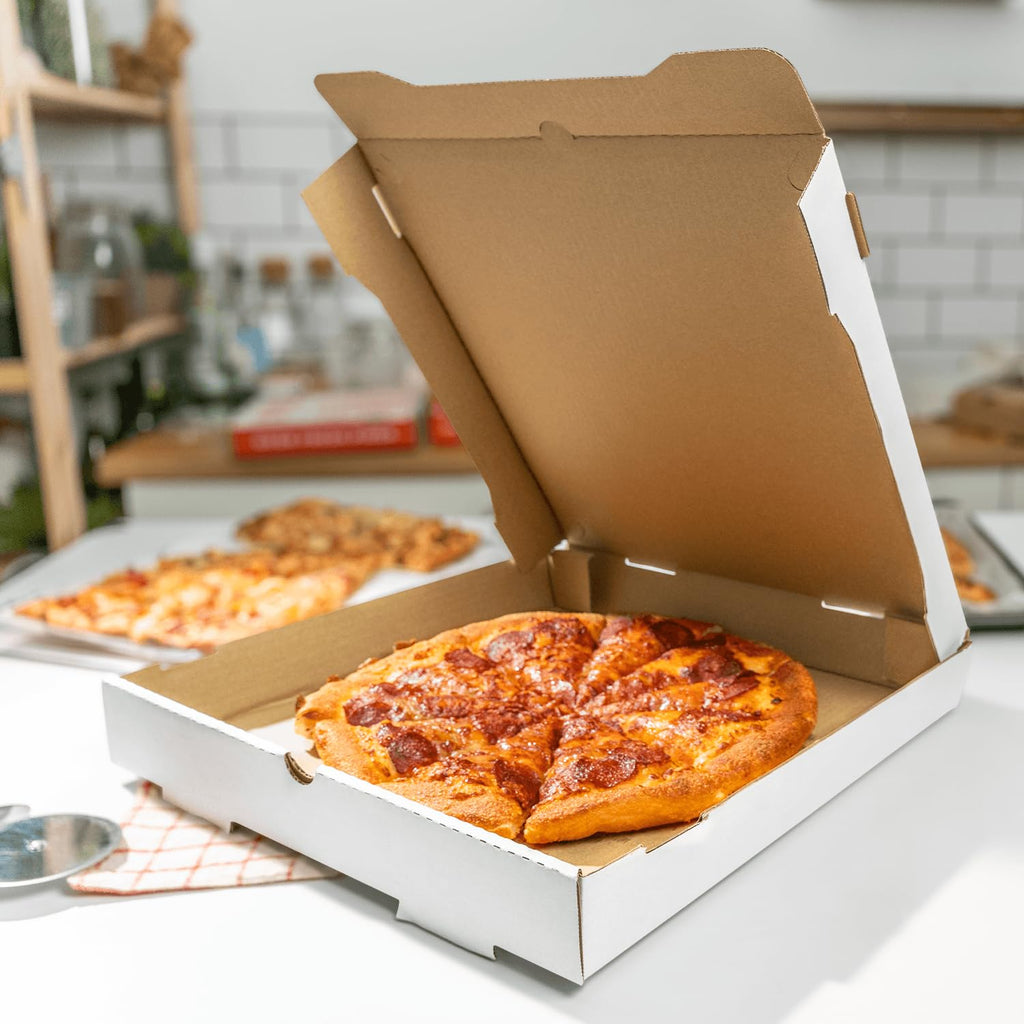 Karat Corrugated Pizza Boxes 14" x 14" x 2" [50 Pack] – Ventilated, Grease-Resistant, Durable for Pizza, Catering or Shipping Use