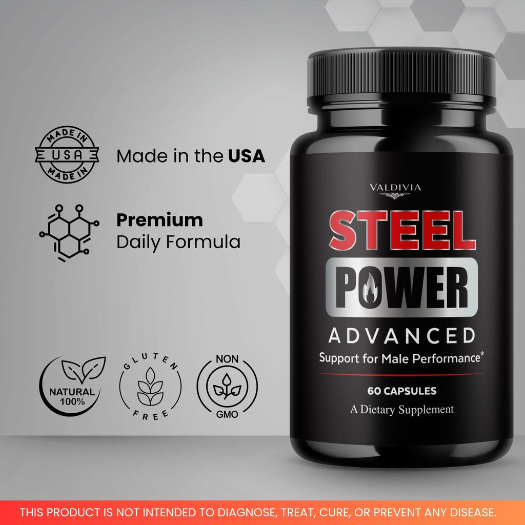 Valdivia (2 Pack) SteelPower Capsules - Official Steel Power Supplement, Premium Formula, Natural Vitamins for Health & Wellness - 120 Capsules for 2 Months