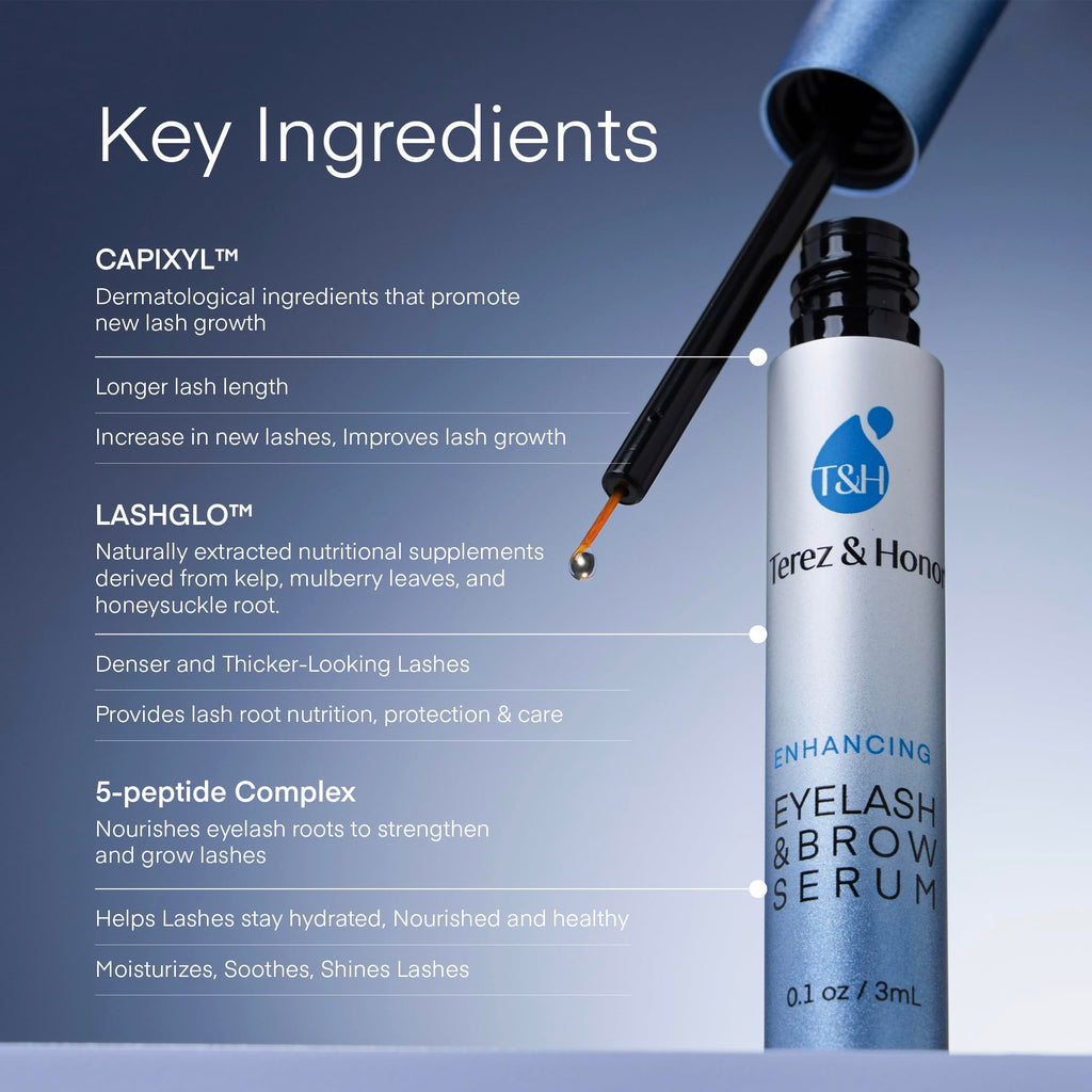 Natural Eyelash Serum with Eyebrow Serum Set - Boost Eyelash Growth Enhancer for Longer, Thicker, Fuller-Looking Lashes and Brows - Gentle & Effective Formular [3 mL + 5mL]