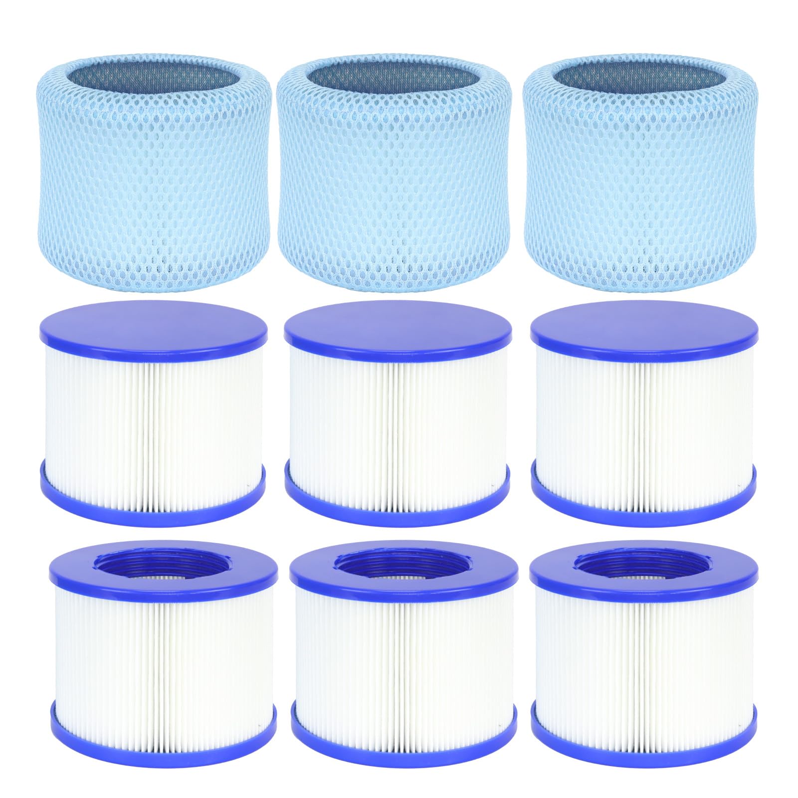Lucasou 60% Denser Filter, High-Efficiency Screw-in Hot Tub spa Filters Replacement Compatible with All Relxtime, Aleko, Wejoy, Aquaspa Hot Tubs & Other Spas (6 Filters + 3 Filter Bags)