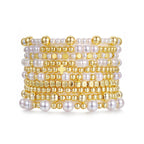 COLOYAN 10PCS Gold Beaded Stretch Bracelets for Women Stack