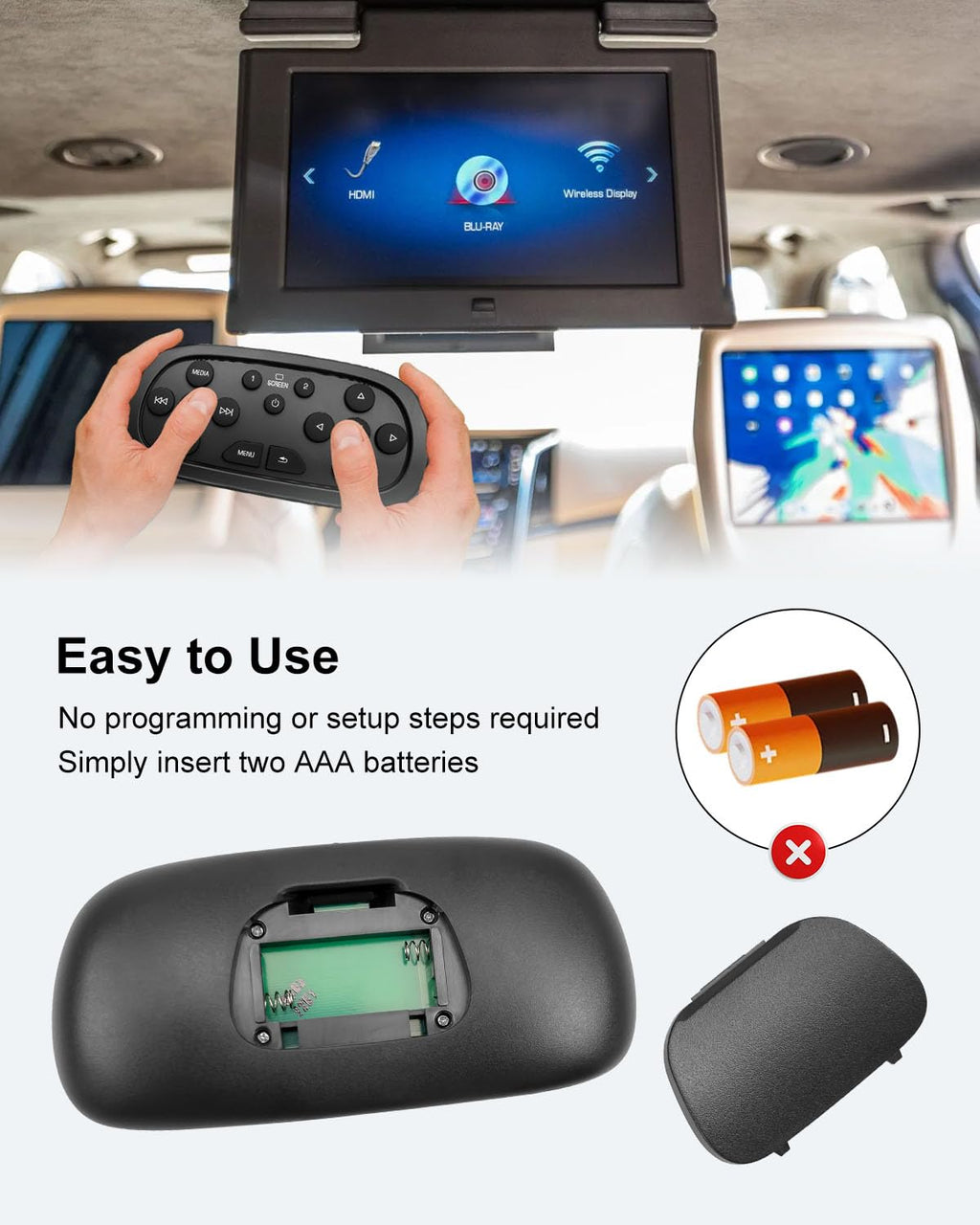 Video Remote Control Fits for GMC Yukon Sierra Chevrolet Tahoe Suburban Silverado Cadillac SRX Escalade ESV 2015-2021, DVD Player Remote Control Replace 84012998 23432163
