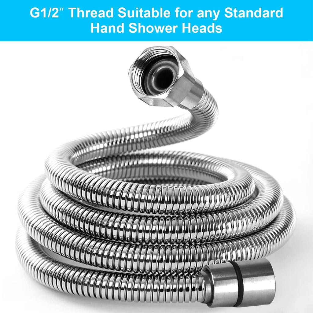 TEELLA 118" Shower Hose, Extra Long 304 Stainless Steel Handheld Shower Head Hose Extension/Replacement, Flexible & Durable, G1/2 Universal Insert & Nut