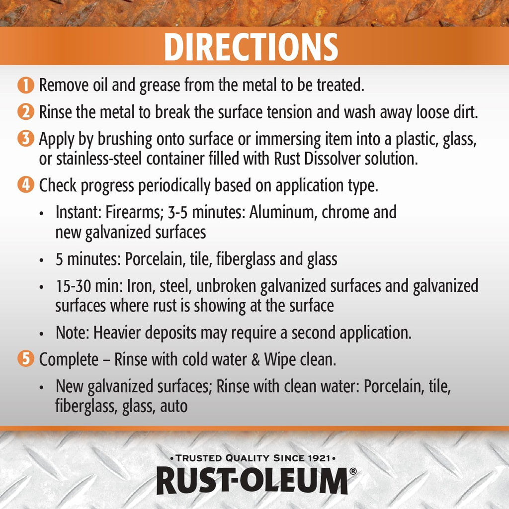 Rust-Oleum Rust Dissolver Soak & Bath | Heavy-Duty Corrosion Remover for Metal Tools, Cars, Bikes, Grills, Bolts, Firearms & More | Gallon
