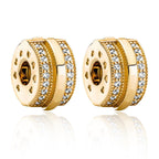 Amuefer 14K Gold Plated Sparkling Pavé Lines Clip Charms for Bracelets 925 Sterling Silver with Cubic Zirconia Spacer Bead Birthday Christmas Jewelry Gifts for Women(2 Pcs)