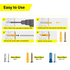 140PCS Drywall Anchors and Screws Kit, 3 Sizes Plastic Wall Anchors