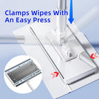 KZKR Mini Wet & Dry Sweeping Mop Touchless Disposable Mop Convenient Flat Dust Removal Multi-Surface Cleaning for Hardwood and Tile Floors, 1 Second Installation (Grey,White,2 Pack)