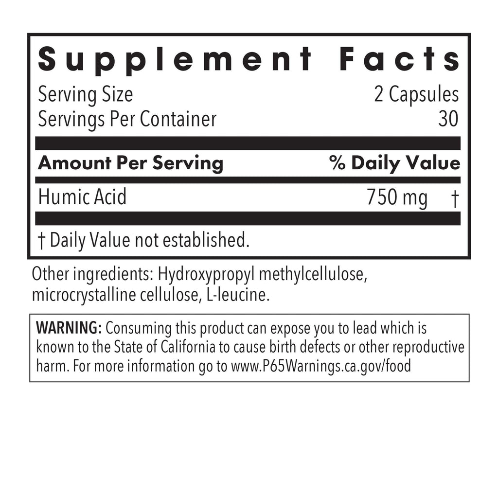 Allergy Research Group Humic Acid - Delivers 750 mg Humic Acid - Supports Detoxification & Immune Response - Membrane Active Formula - 30 Servings - 60 Capsules
