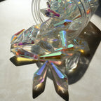 Troyune 50pcs Sun Catcher Crystals, 38mm Icicle Prisms for Chandelier Lamp Candle Holders, Curtain DIY Pendant Drops in AB Colors