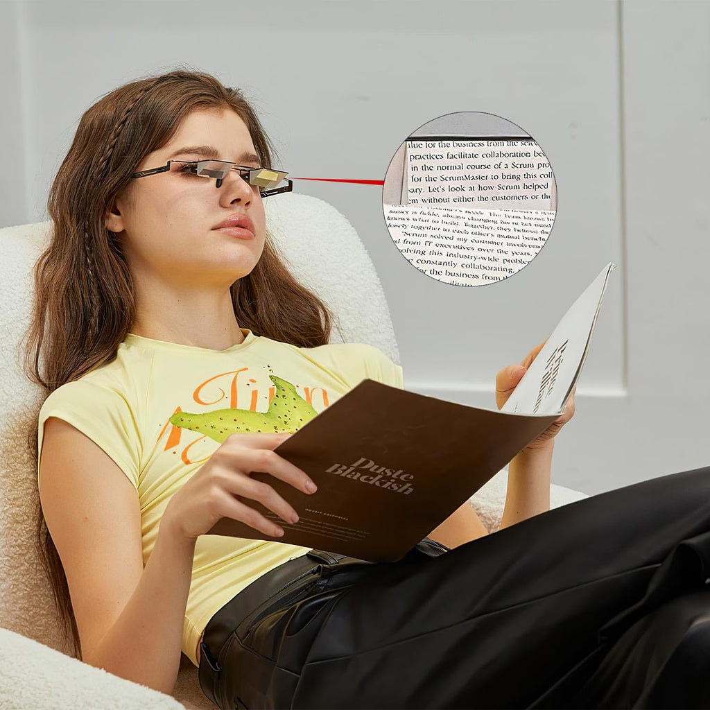 Lazy Glasses Prism Glasses for Watch TV, Read, or Browse Your Phone While Lying Down，New Upgraded Lighter and Clearer Lazy Glasses Spectacles for Lying Down, Reducing Neck and Cervical Strain (Silver)