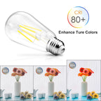 Ascher Vintage LED Edison Bulbs, 6W, Equivalent 60W, Non-Dimmable, Daylight 5000K, 700Lumens, ST58 Antique LED Filament Bulbs with 80+ CRI, E26 Medium Base, Clear Glass, Pack of 4