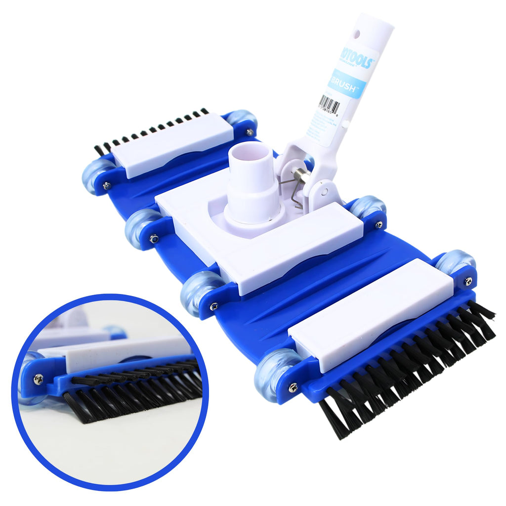 SWIMLINE HYDROTOOLS Manual Pool Vacuum Head Attachment For Inground & Above Ground Pools |Weighted Flexible Swimming Pool Vac Head Rectangle Shape W/ Wheels Brushes| Swivel Hose 1-1/4 or 1-1/2’’ Clean