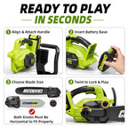 Pandapop Kids Gardening Tools Set, 2 in 1 Toy Chainsaw with Realistic Sound