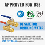 Shut Off Ball Valve 1/2 Inch, SUNGATOR 1/2 Inch Ball Valve, Push-to-Connect Water Shutoff, Easily Match to Pipe using Red and Blue Handle, No Lead Brass Fittings for PEX Pipe, Copper, CPVC, Pack of 2