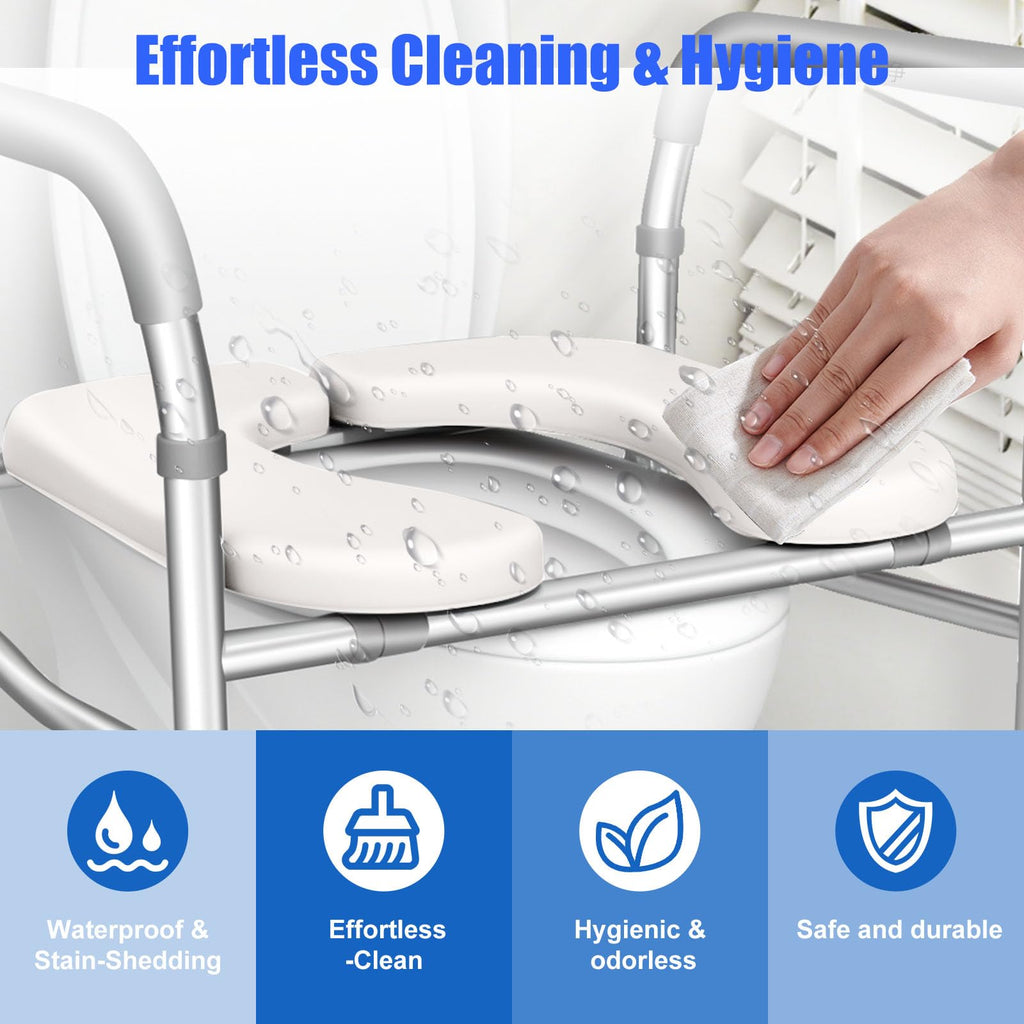Toilet Seat Riser for Seniors, FSA HSA Eligible Raised Toilet Seat with Handles, 8-Level Height & 3-Level Width Adjustment, Fits Most Body Sizes and Toilets, for Pregnant & Disabled